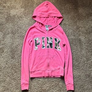 PINK Victoria's Secret Zip-Up Hoodie - Bright Pink